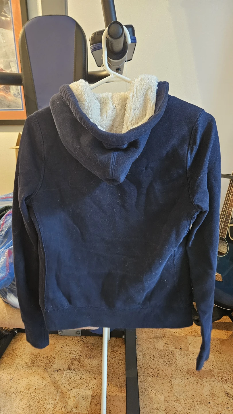 Hollister Navy Blue Sherpa Lined Hoodie - Size S - photo 3