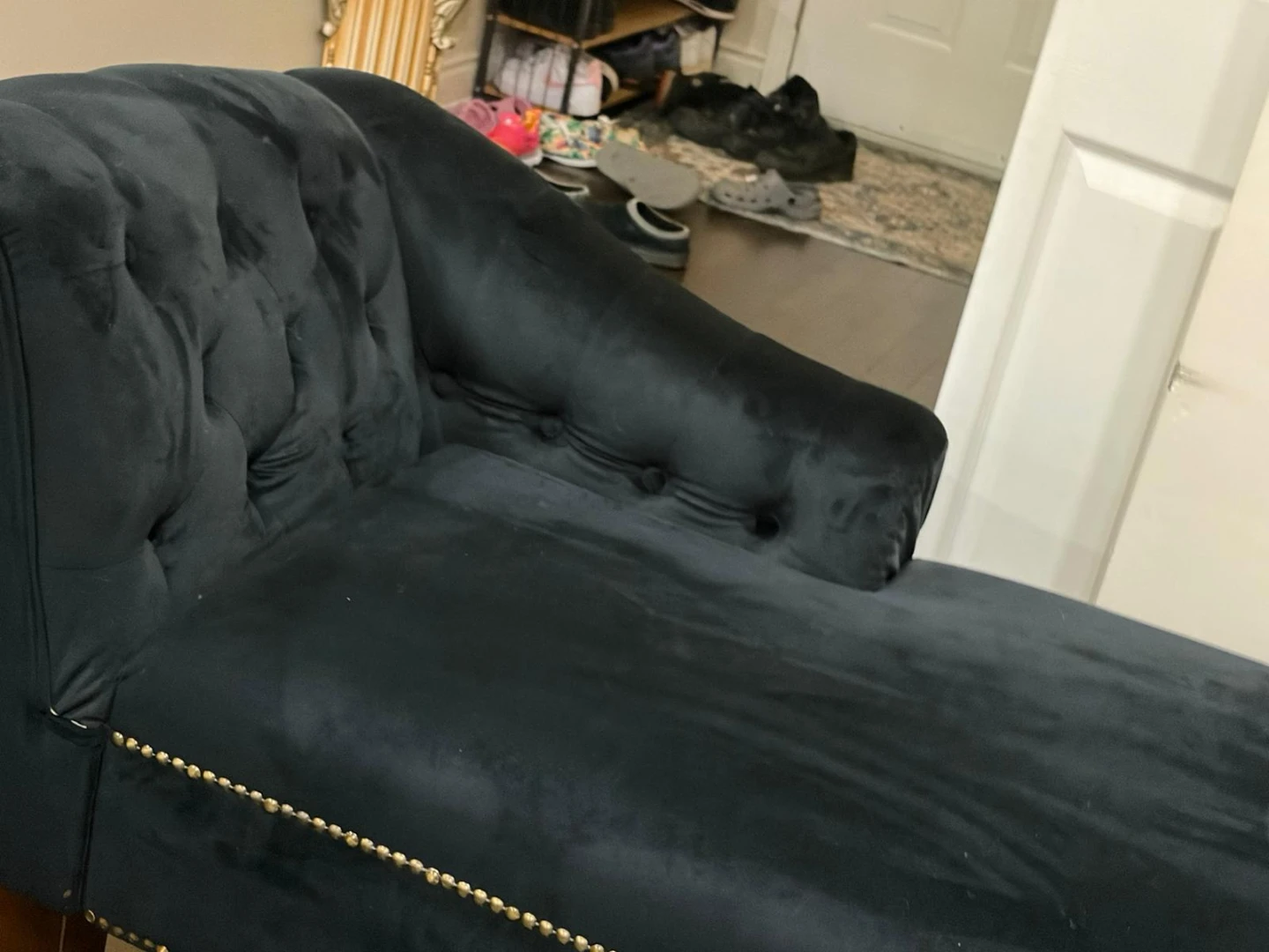 Black Velvet Chaise Lounge - photo 3