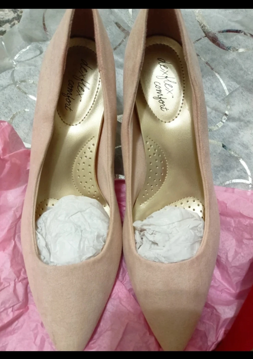 DexFlex Comfort Heels - Red & Nude - photo 2