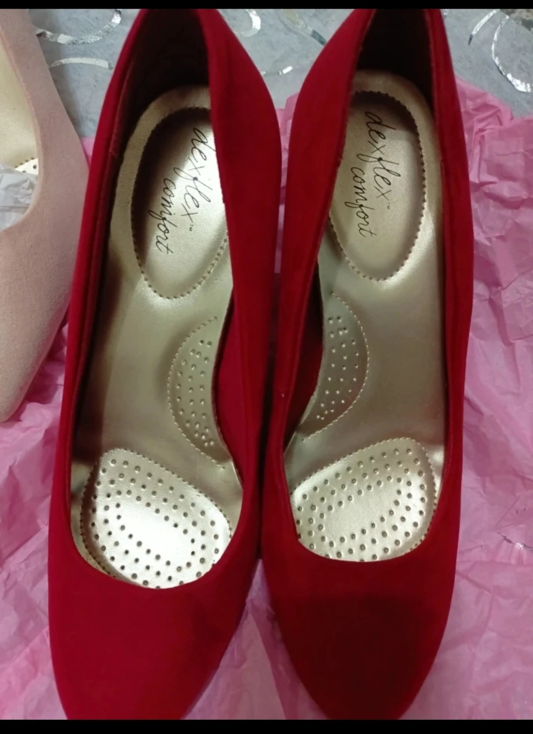 DexFlex Comfort Heels - Red & Nude - photo 3