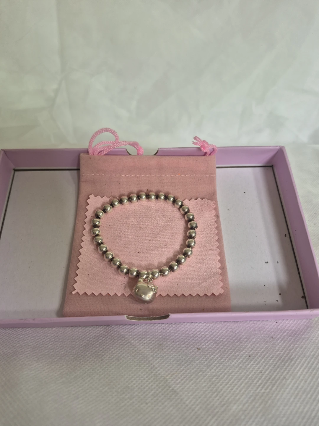 Silver Charm Bracelet with Heart Pendant