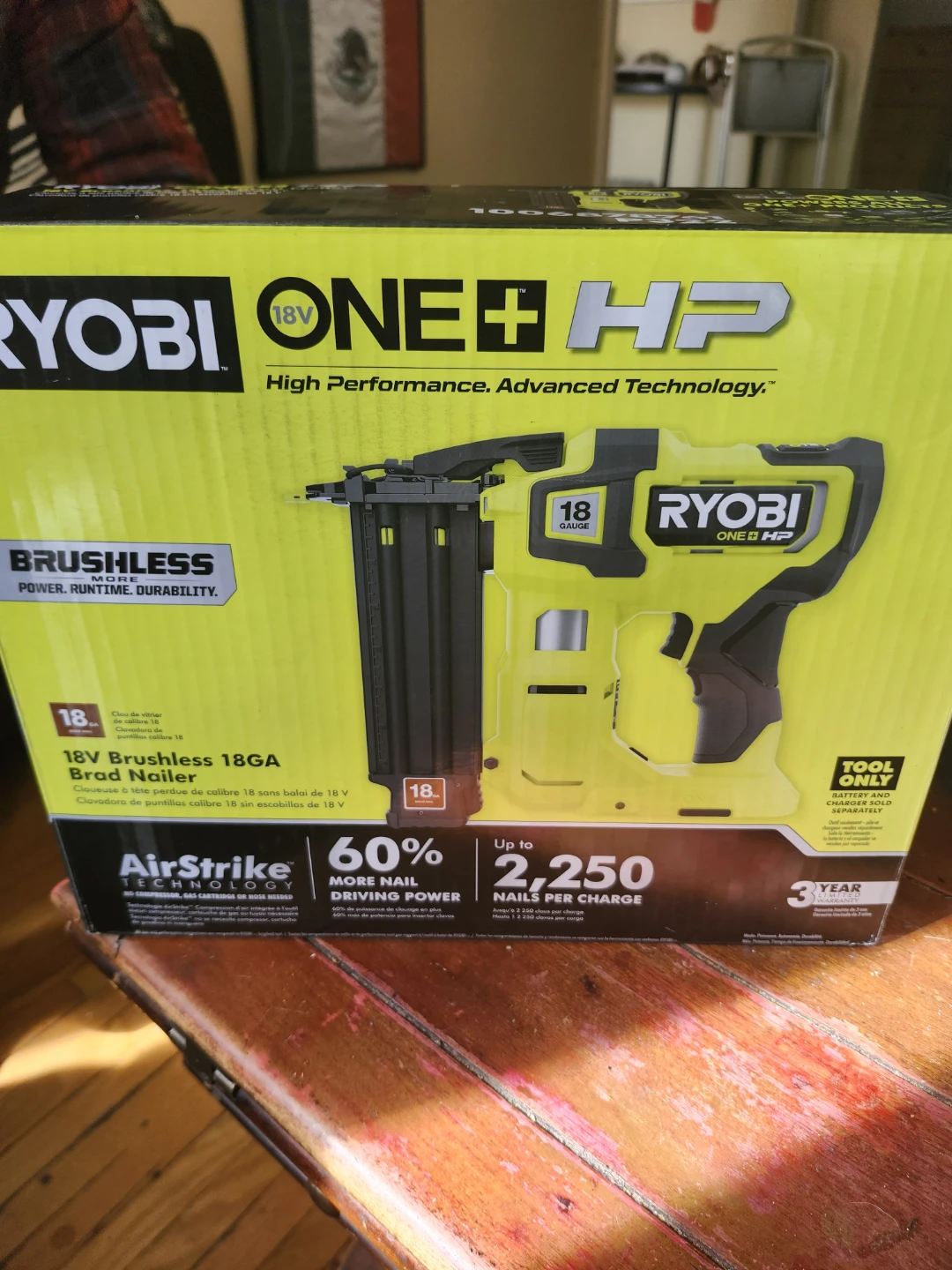 Ryobi 18V ONE+ HP Brushless 18GA Brad Nailer