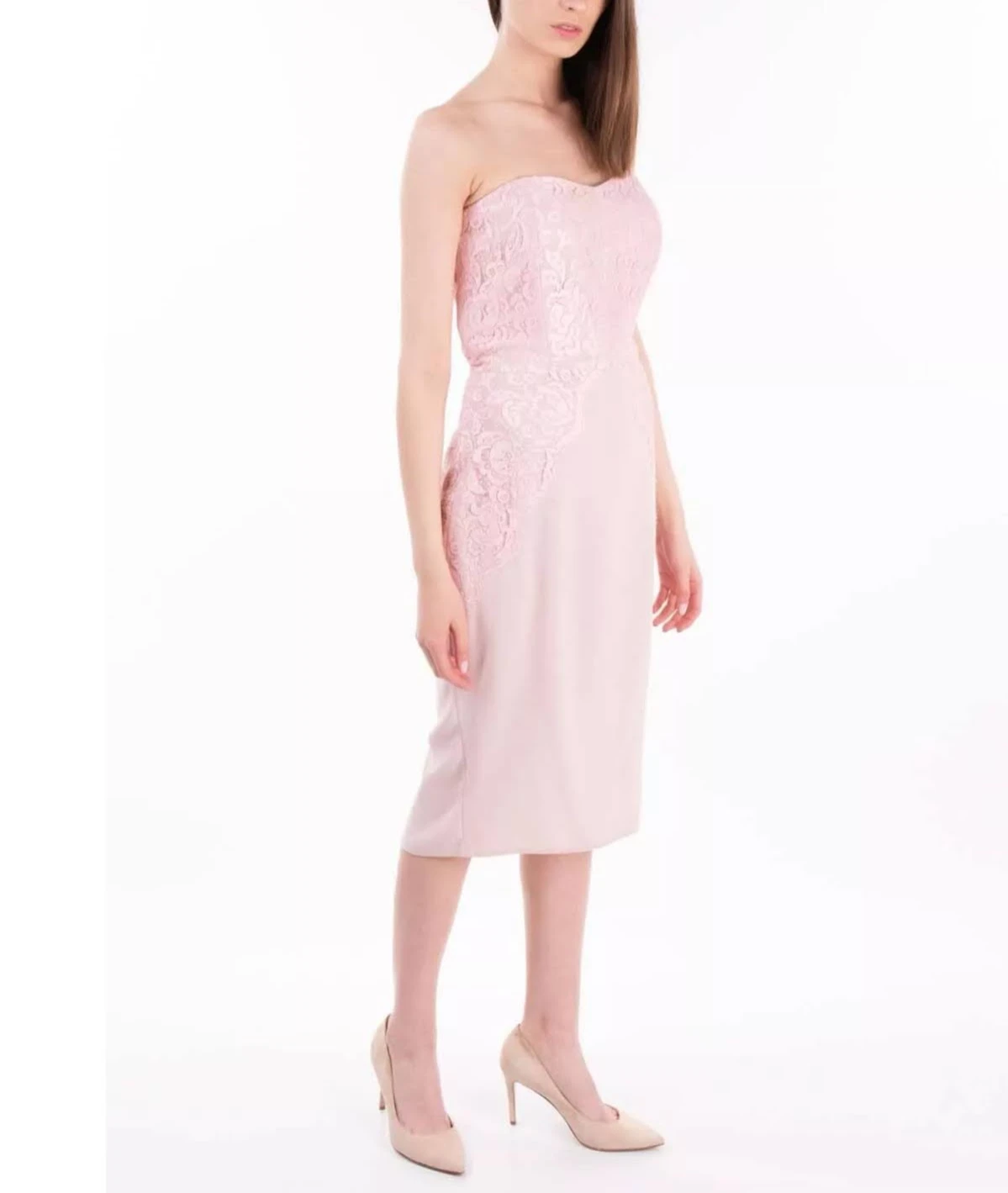 Rhea Costa Pink Lace Strapless Dress - photo 5