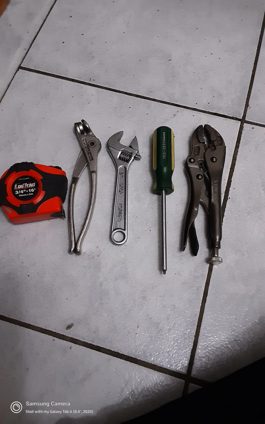 Assorted Hand Tools - Tape Measure, Pliers, Wrench, Vise Grips
