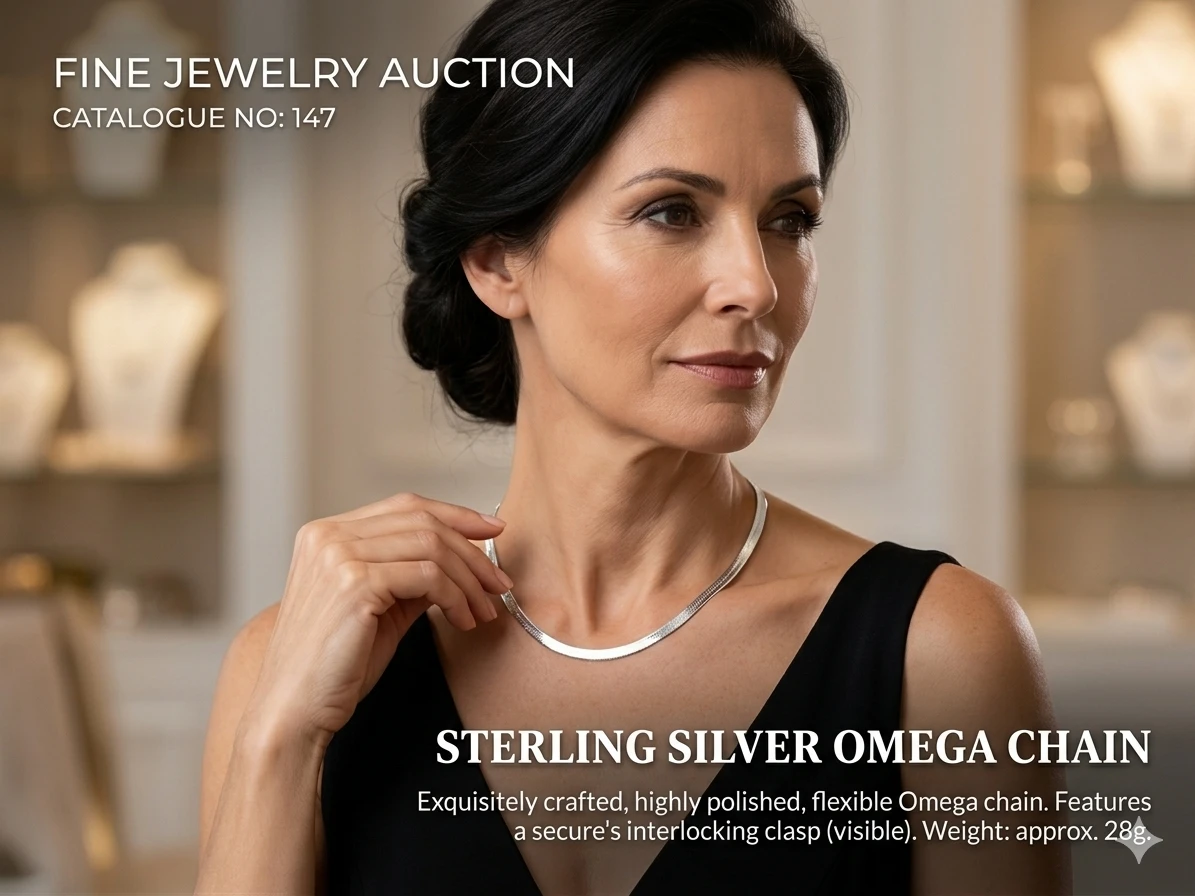 Sterling Silver Omega Chain Necklace - photo 2
