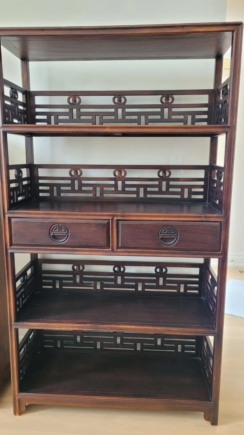 Dark Wood Display Shelf with Drawers - photo 5