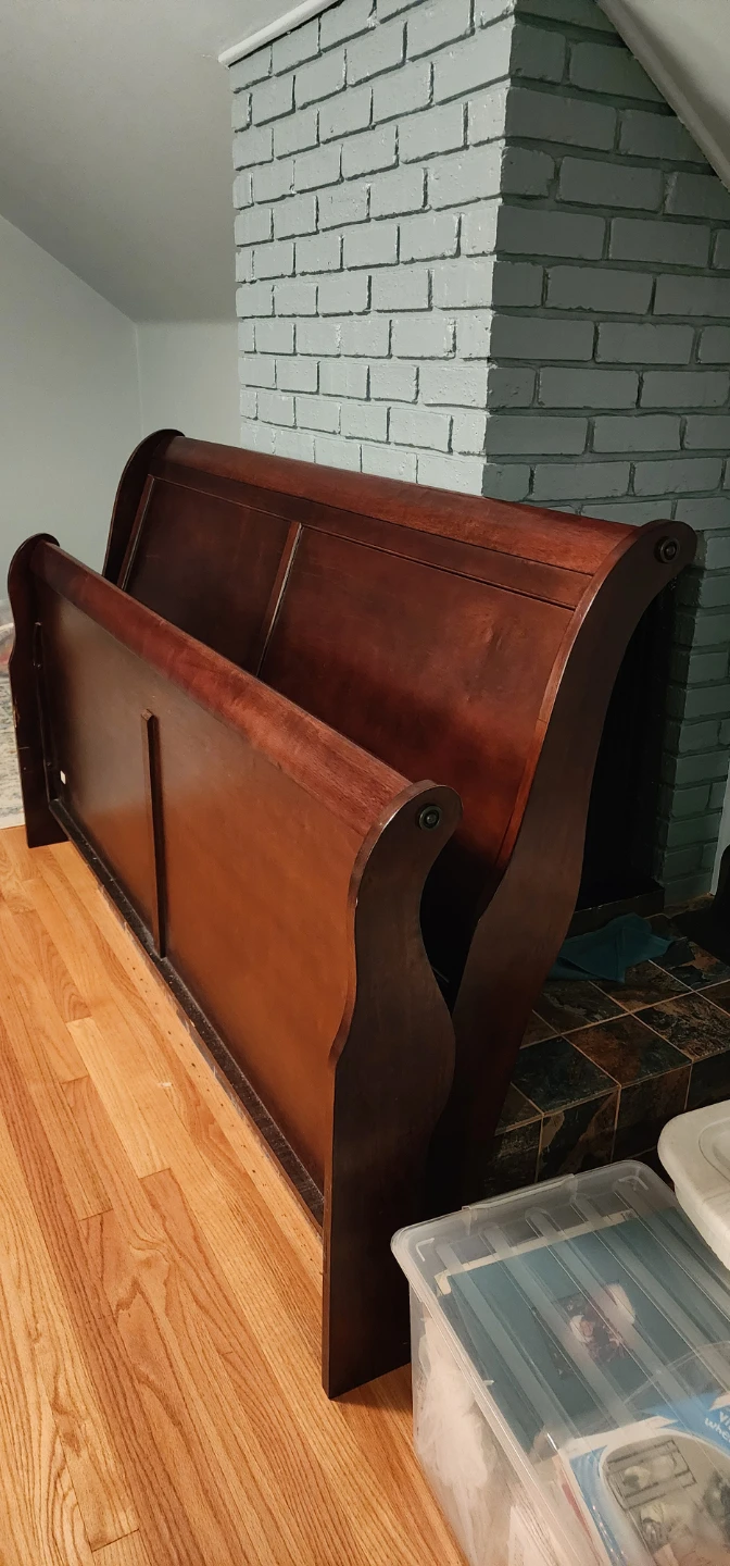 Wooden Sleigh King Sized Bed Frame - Dark Brown - photo 2