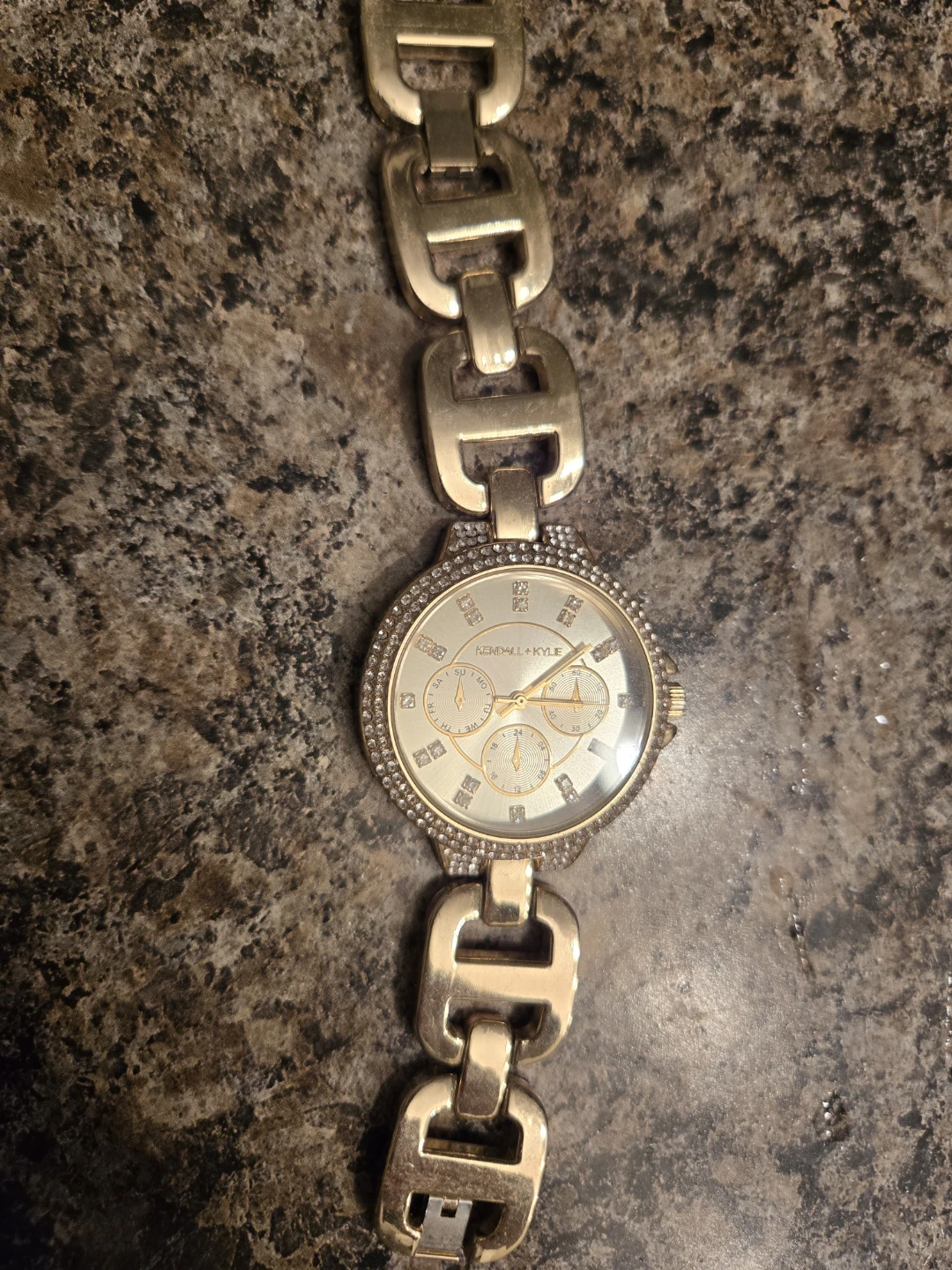 Kendall + Kylie Gold Tone Watch with Rhinestone Bezel
