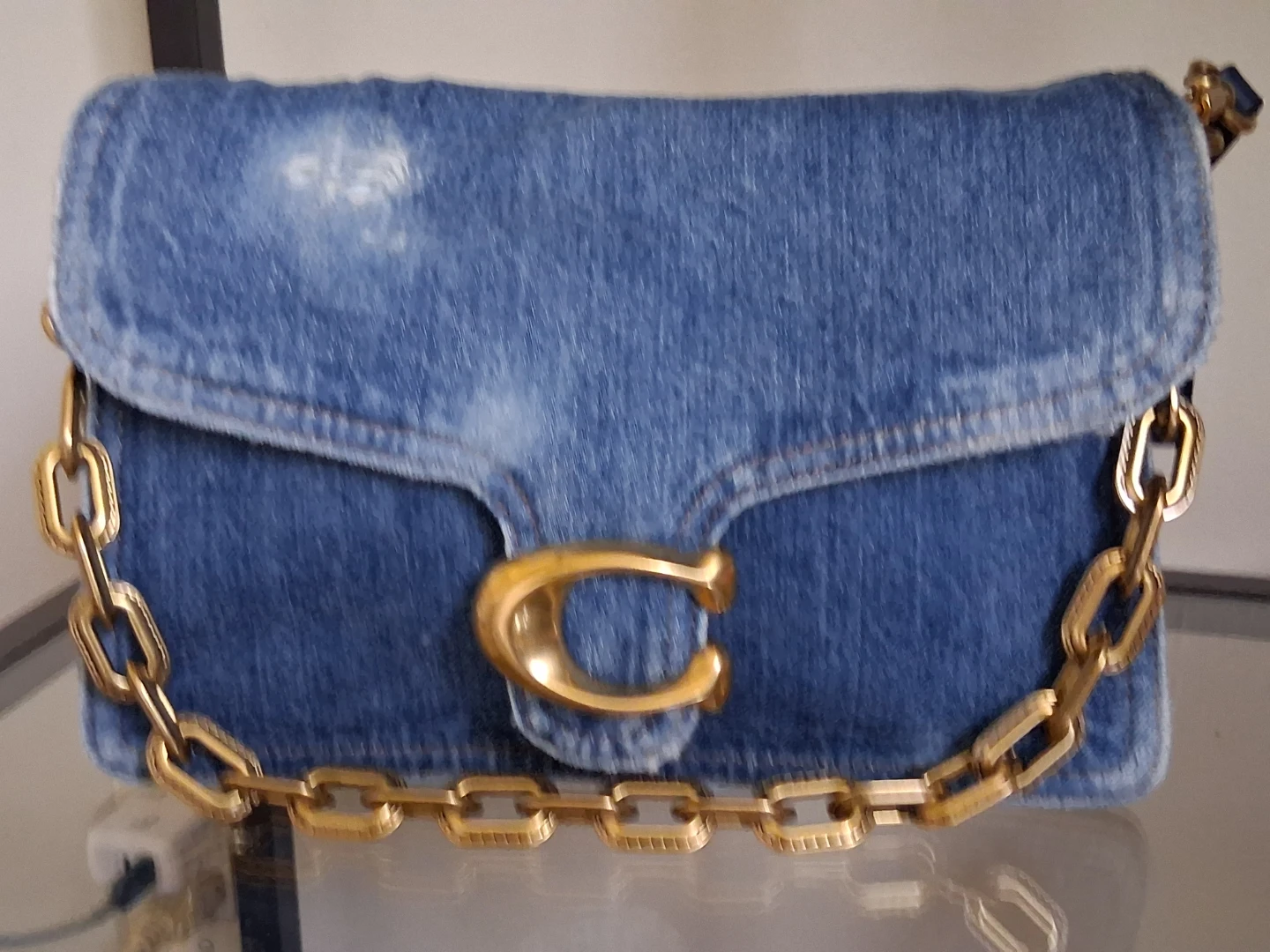 Coach Denim tabby with Gold Chain strap