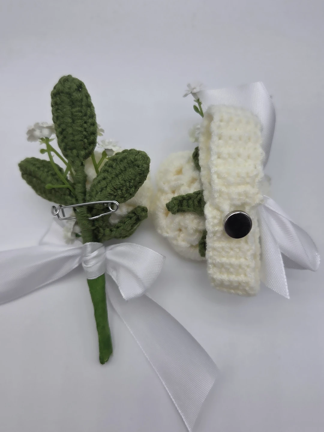 Handmade Crochet Rose Boutonniere & Corsage Set - photo 2