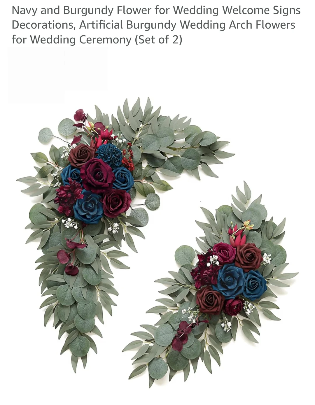 Artificial Flower Swag Set - Navy & Burgundy