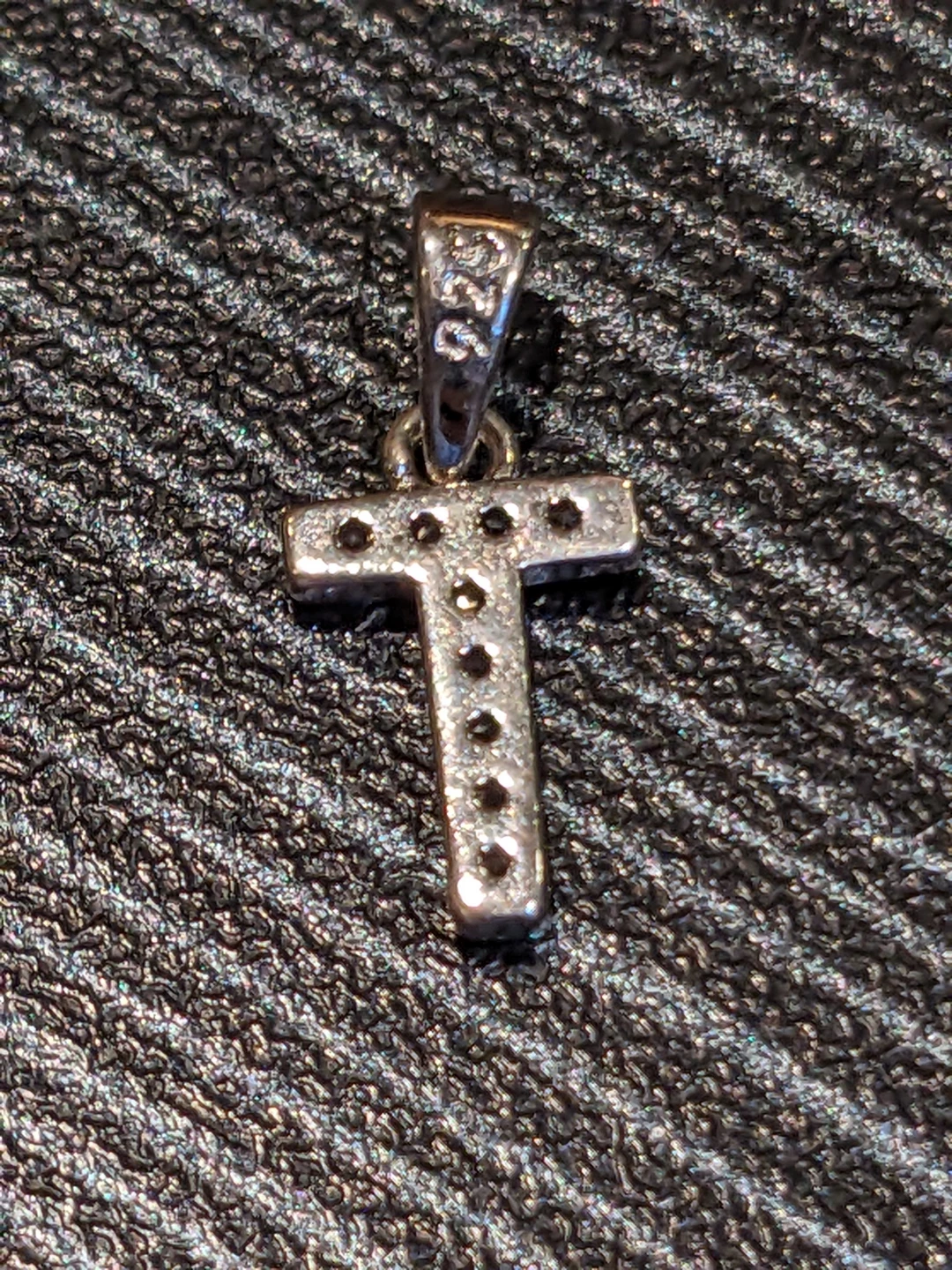 Sterling Silver Pave Letter "T" Pendant/Charm - photo 4