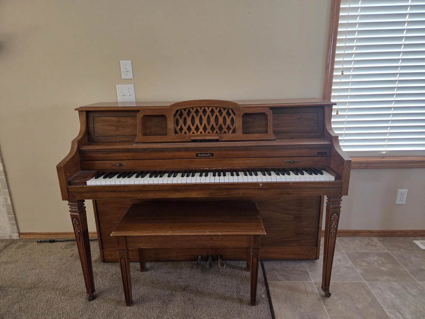 1989 Baldwin Classic Upright Piano with Bench