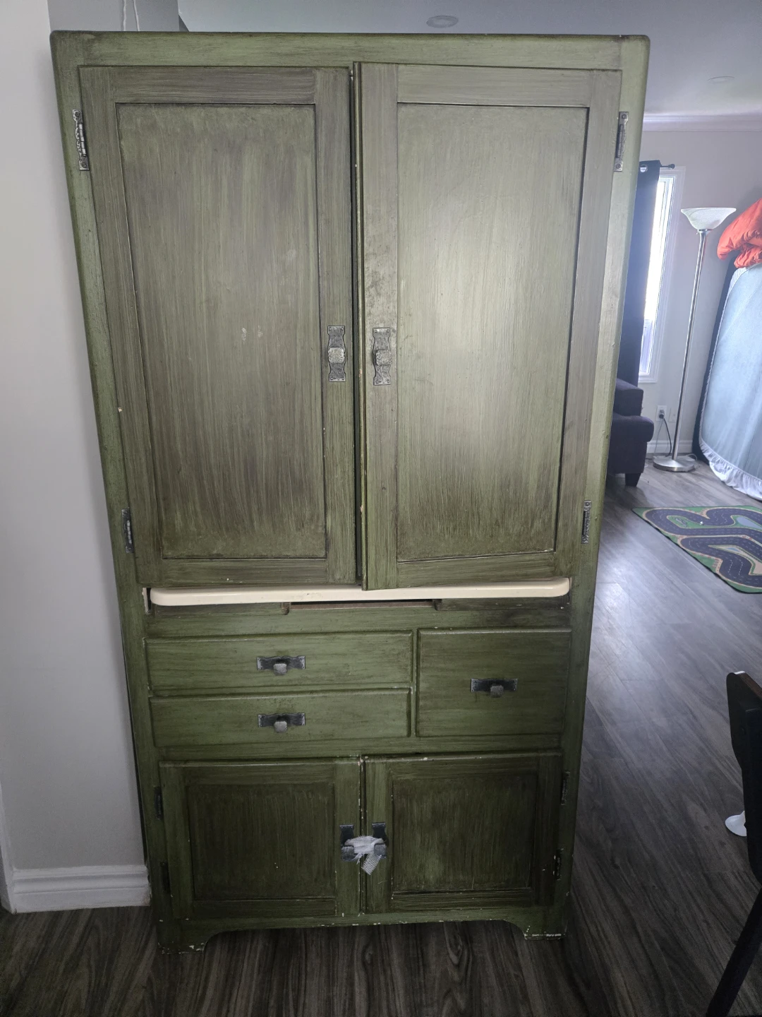 Vintage Green Kitchen hoosier