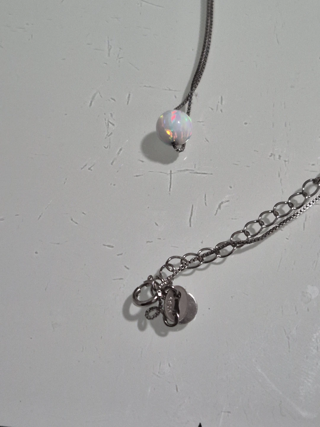 Opal Ball Pendant Necklace