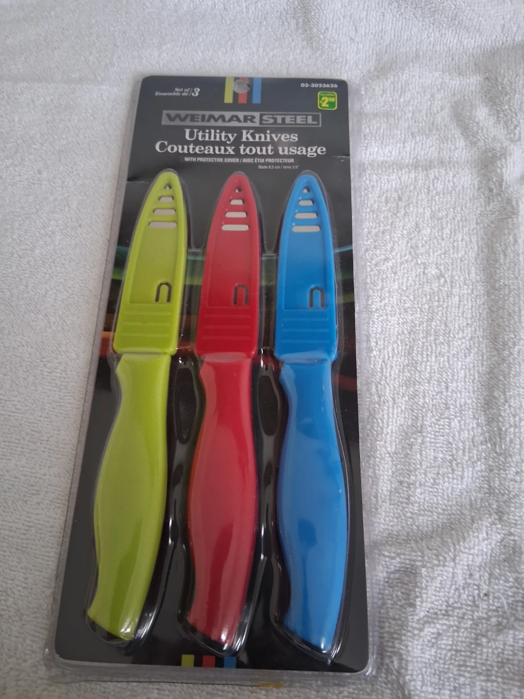 Weimar Steel Utility Knives Set of 3 with Protective Covers