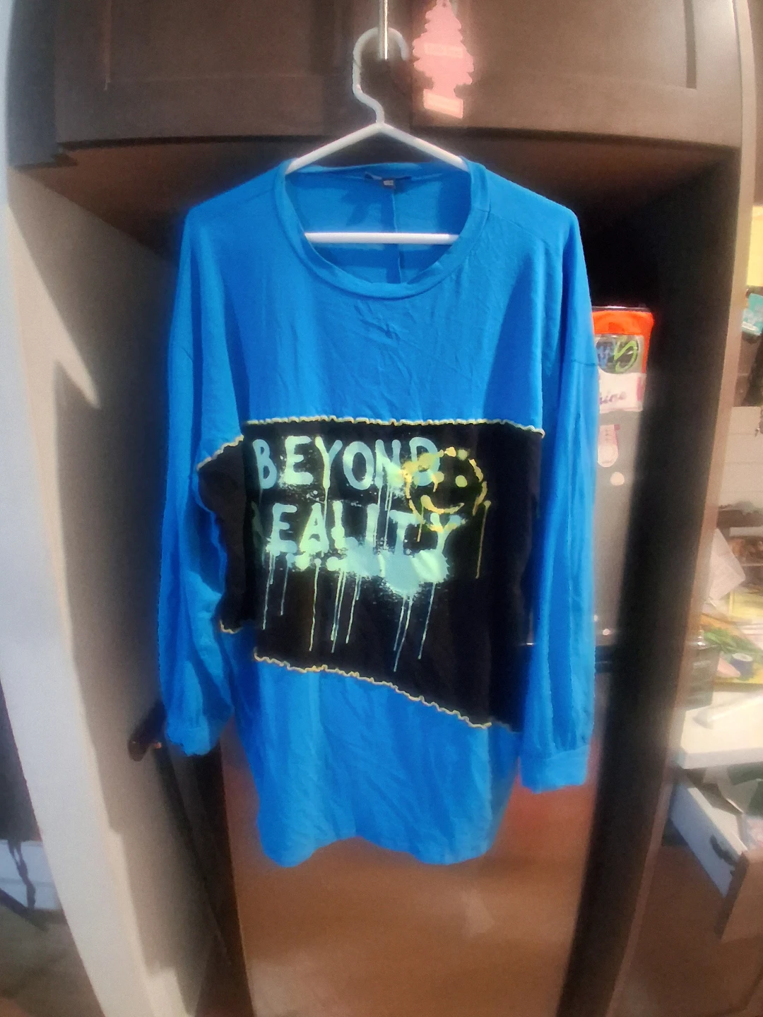 Fashion Nova Blue Long Sleeve Graphic T-Shirt