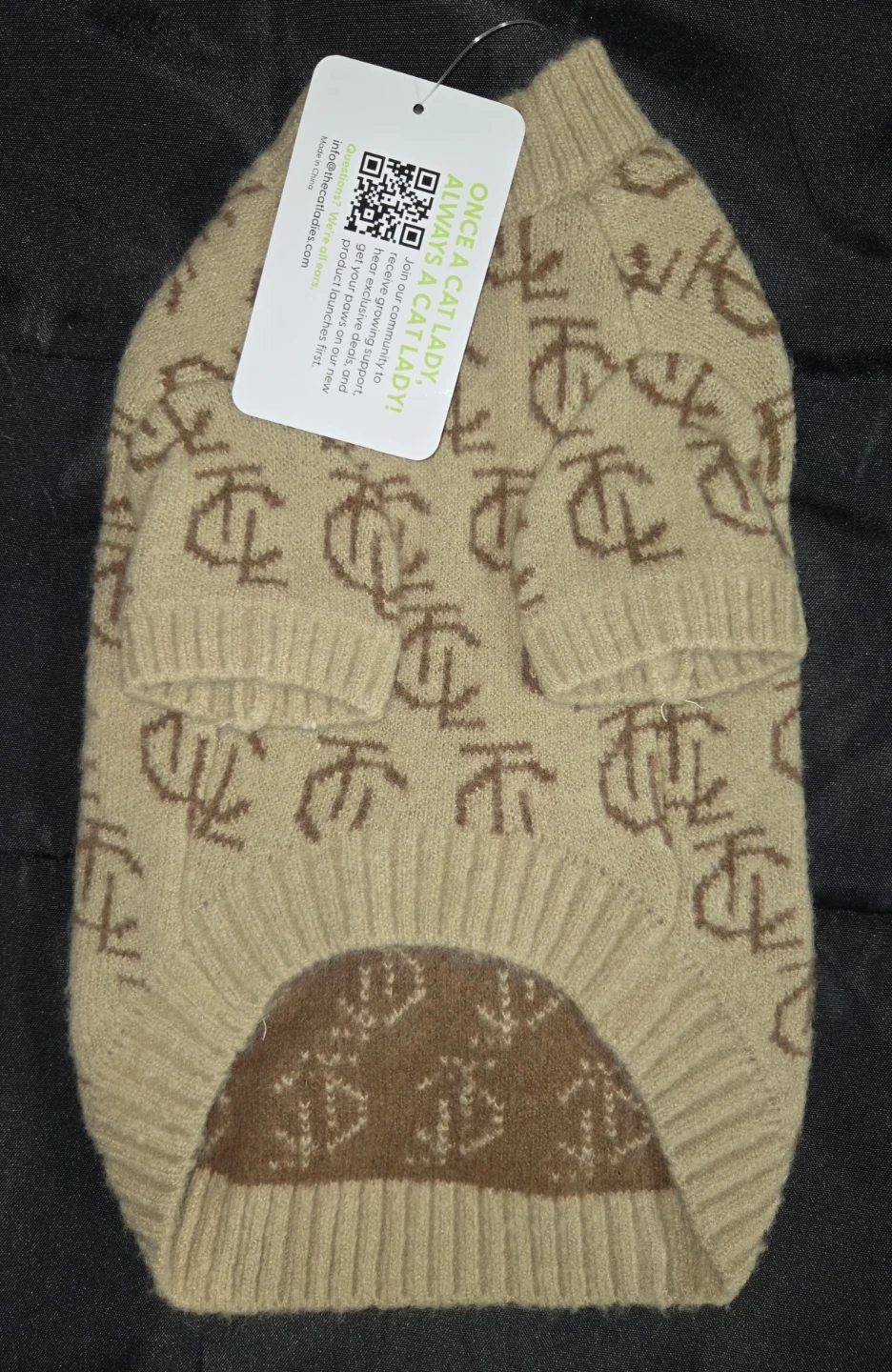 Dog Sweater - Tan/Brown Monogram - Size M