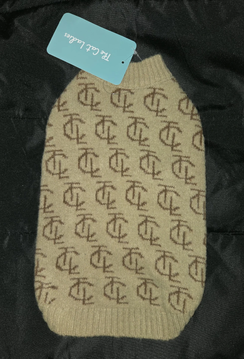 Dog Sweater - Tan/Brown Monogram - Size M - photo 2