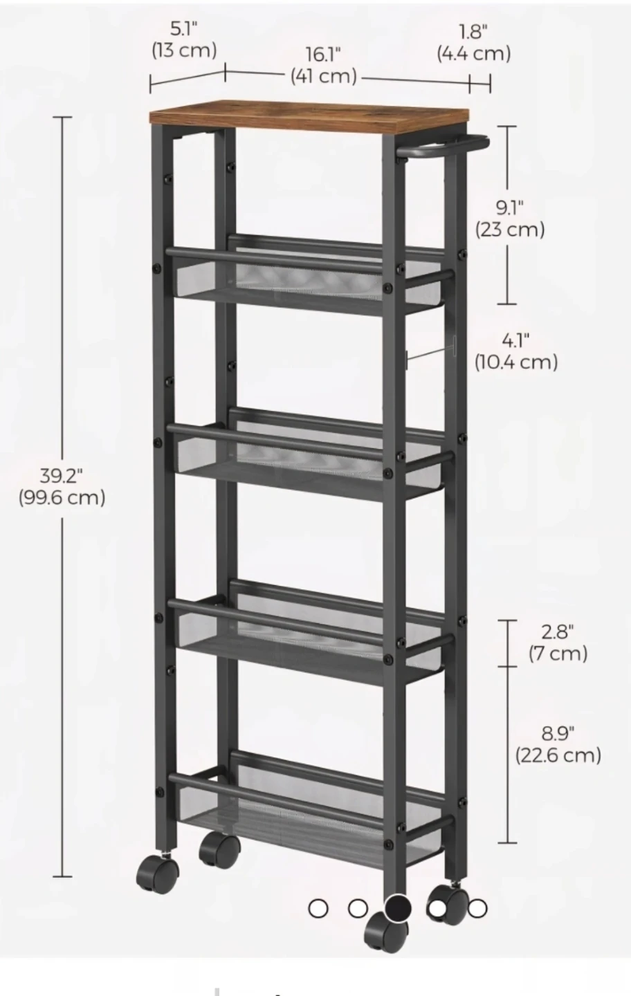Slim Rolling Cart with Wood Top - photo 2