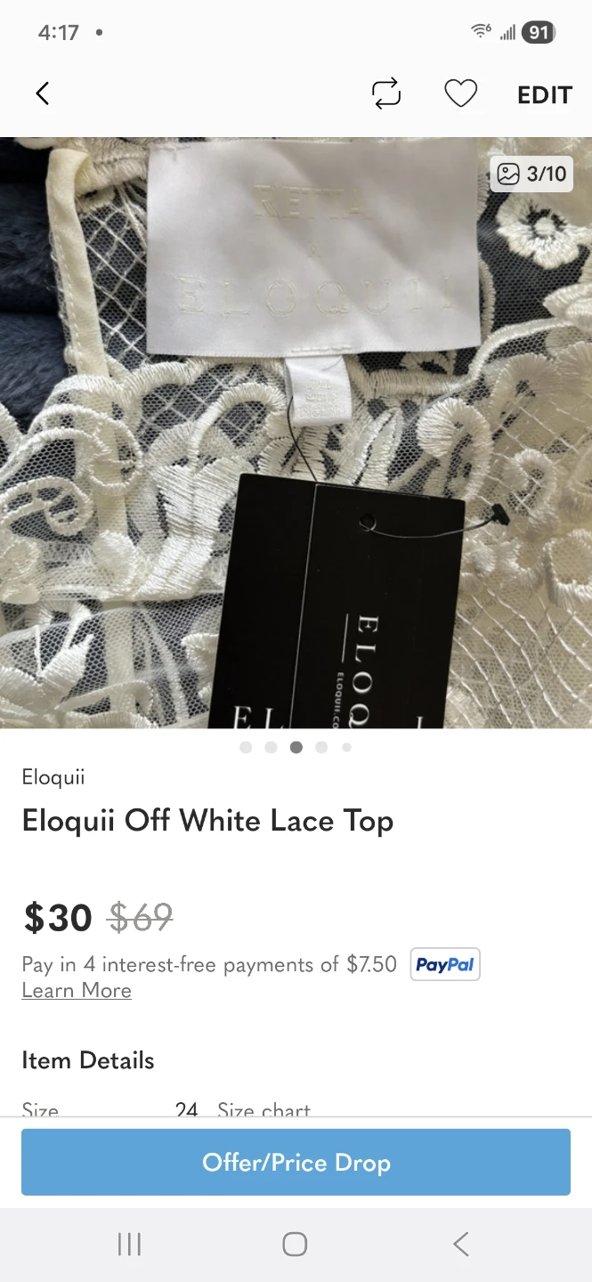 Eloquii Off White Lace Top - photo 4