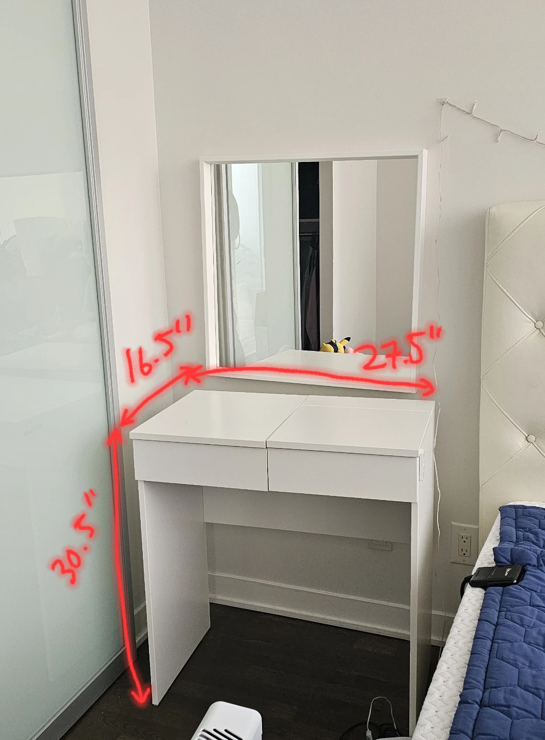 IKEA BRIMNES White Vanity Desk with Mirror