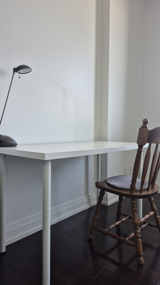 White IKEA Desk+ wooden chair - photo 3