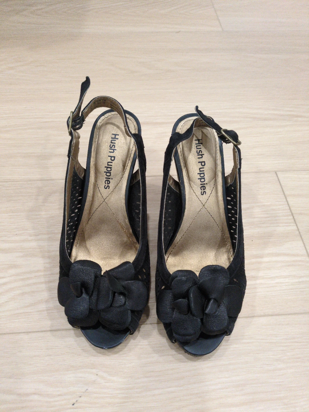3" Hush Puppies Black Peep-Toe Slingback - photo 2