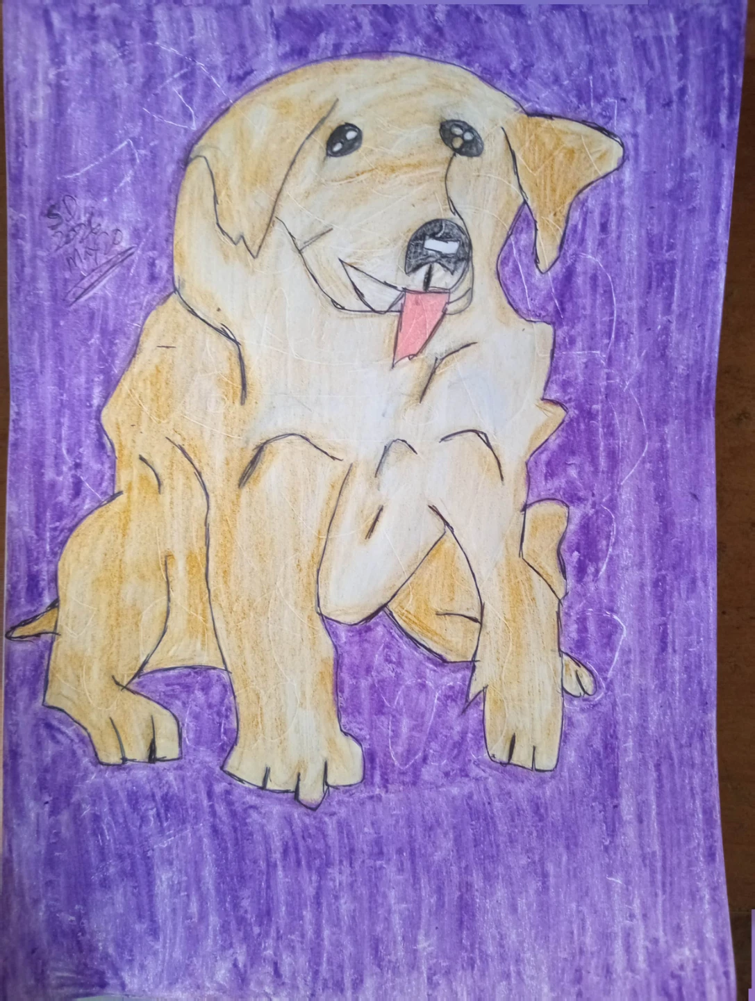 Purple Background Lab Dog by Custom Artist Sherwin