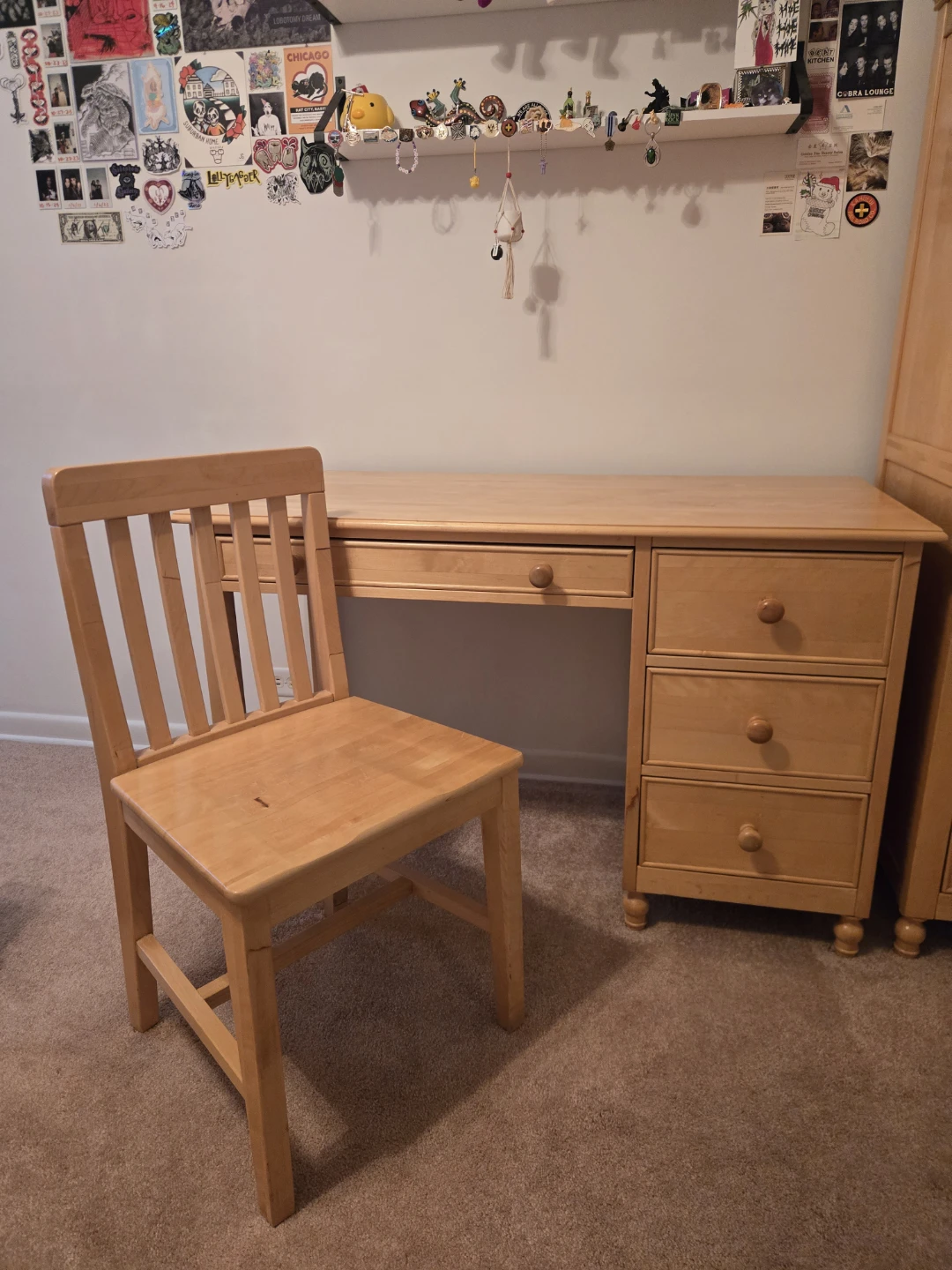 Wooden Desk with Drawers and Chair - photo 2