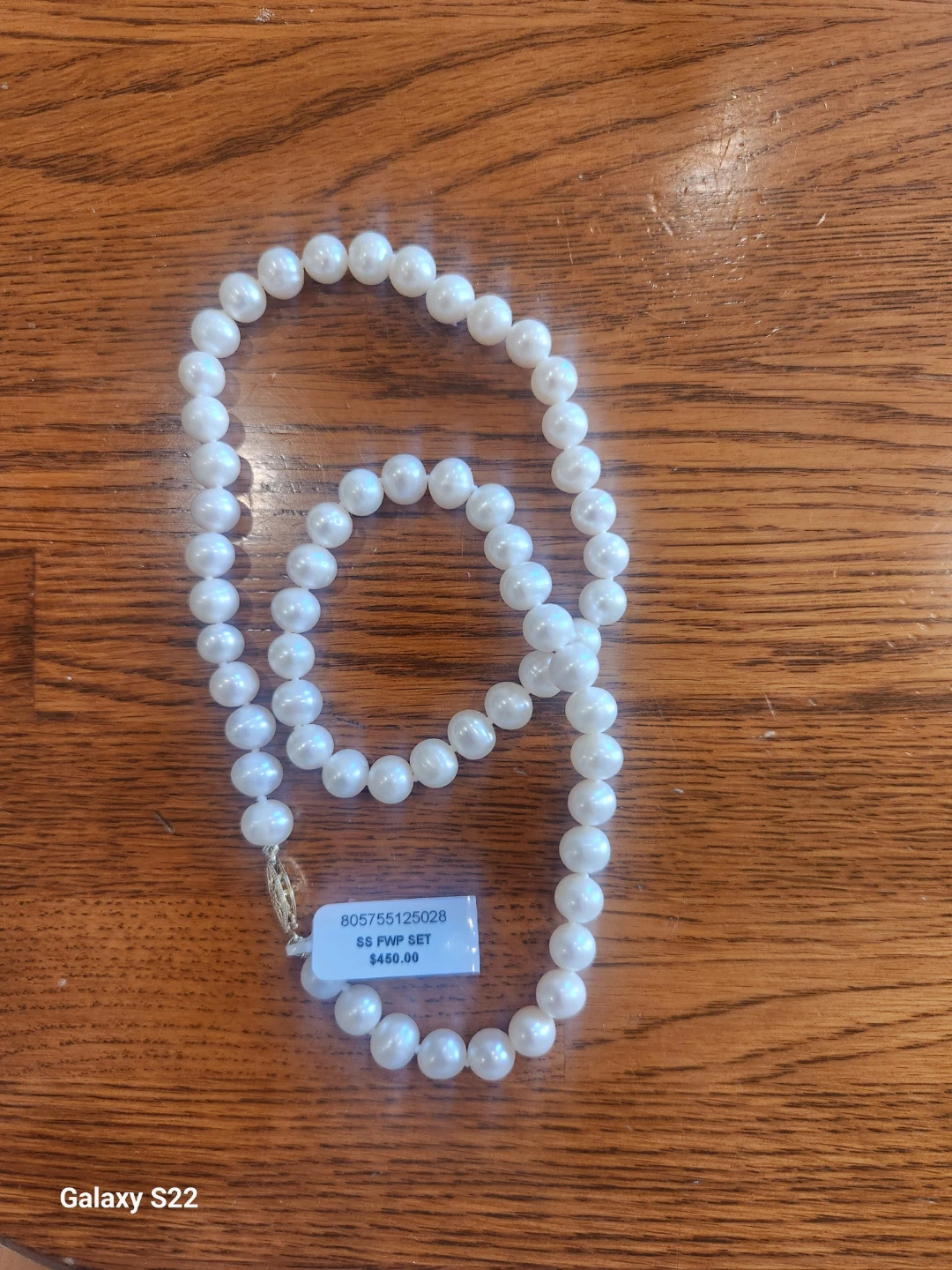 White Pearl Necklace with Gold Clasp 14 kilates - photo 3
