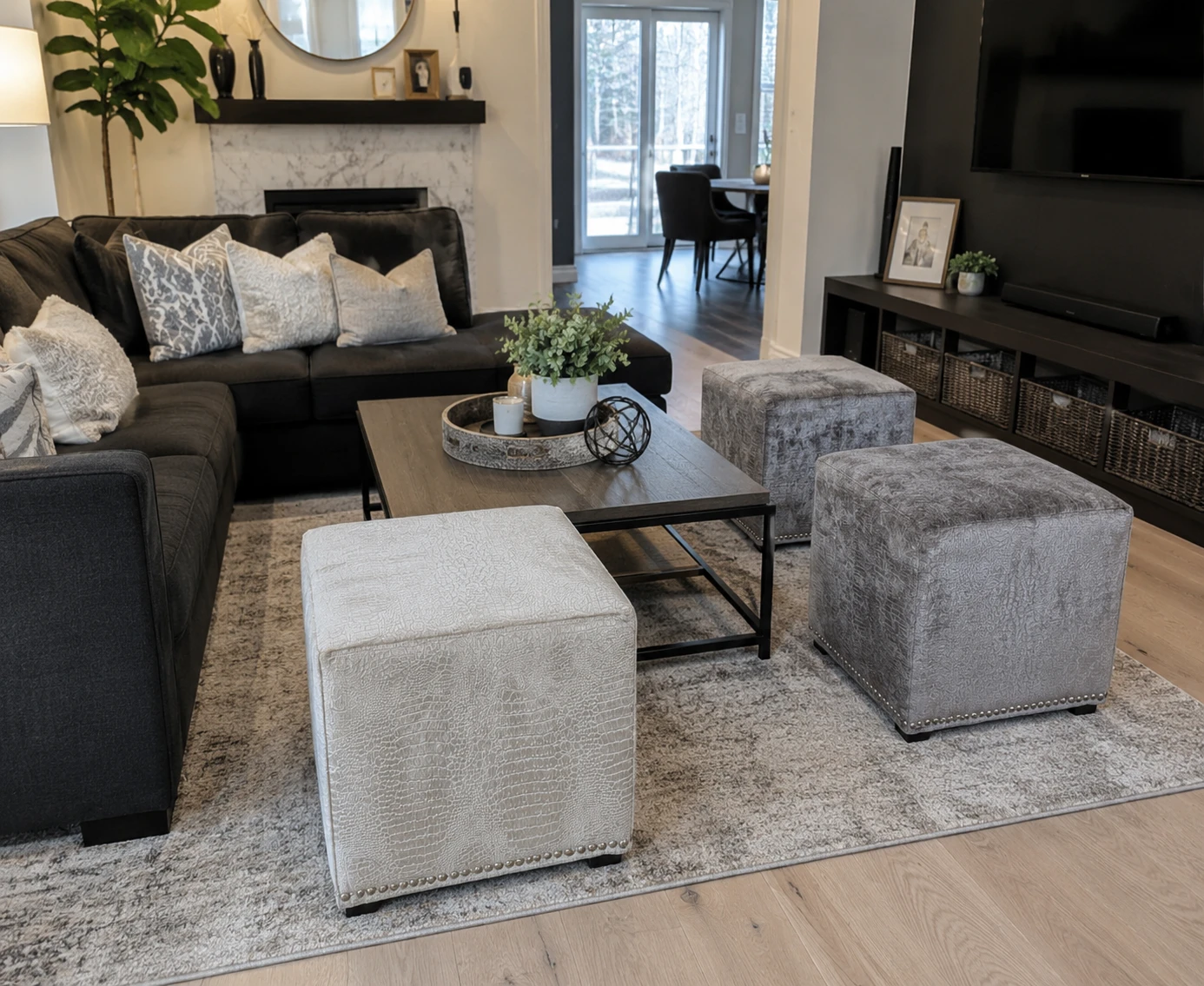 Set of 2 Cube Ottomans - only Ivory left