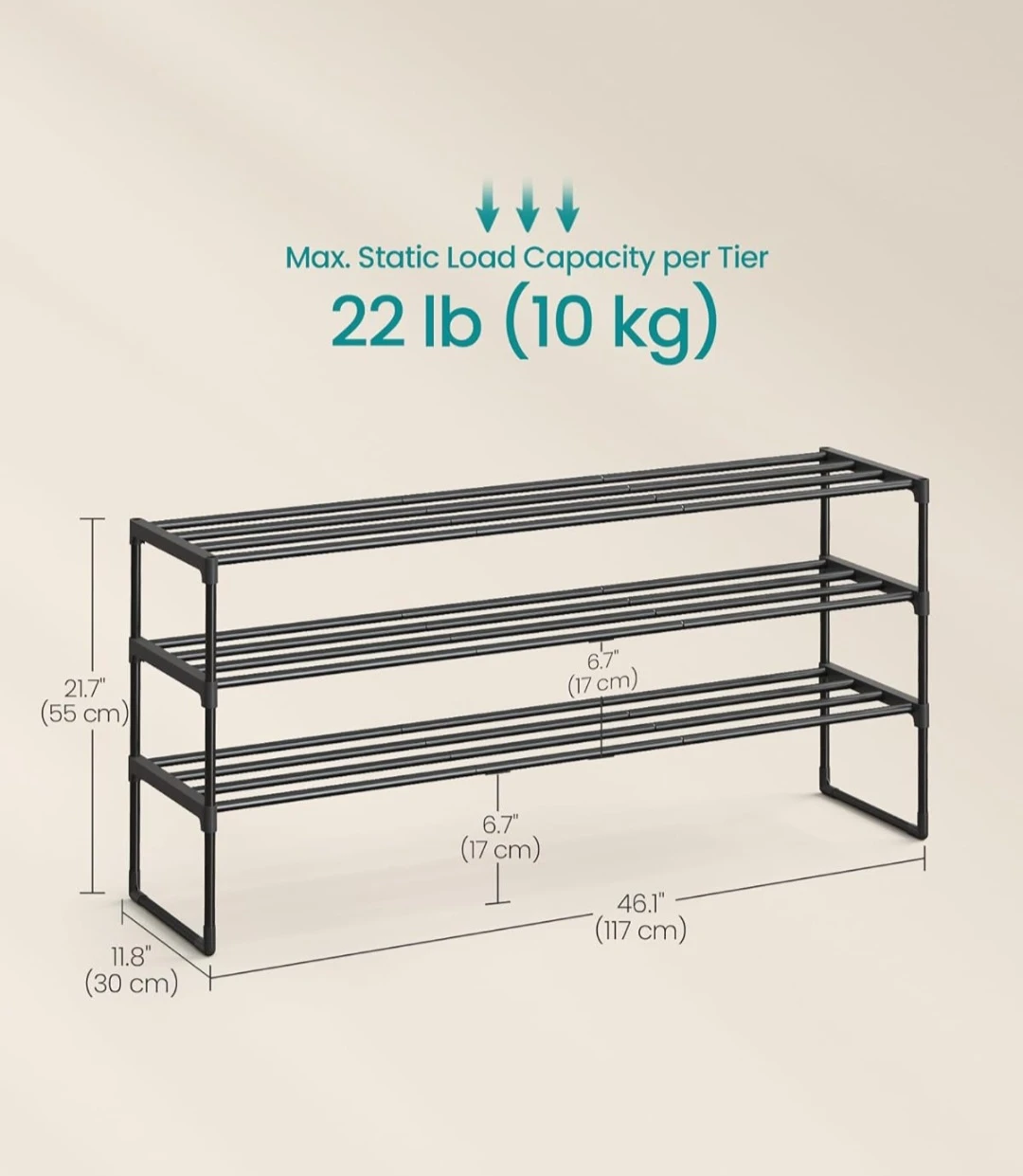 SONGMICS 3-Tier Shoe Rack