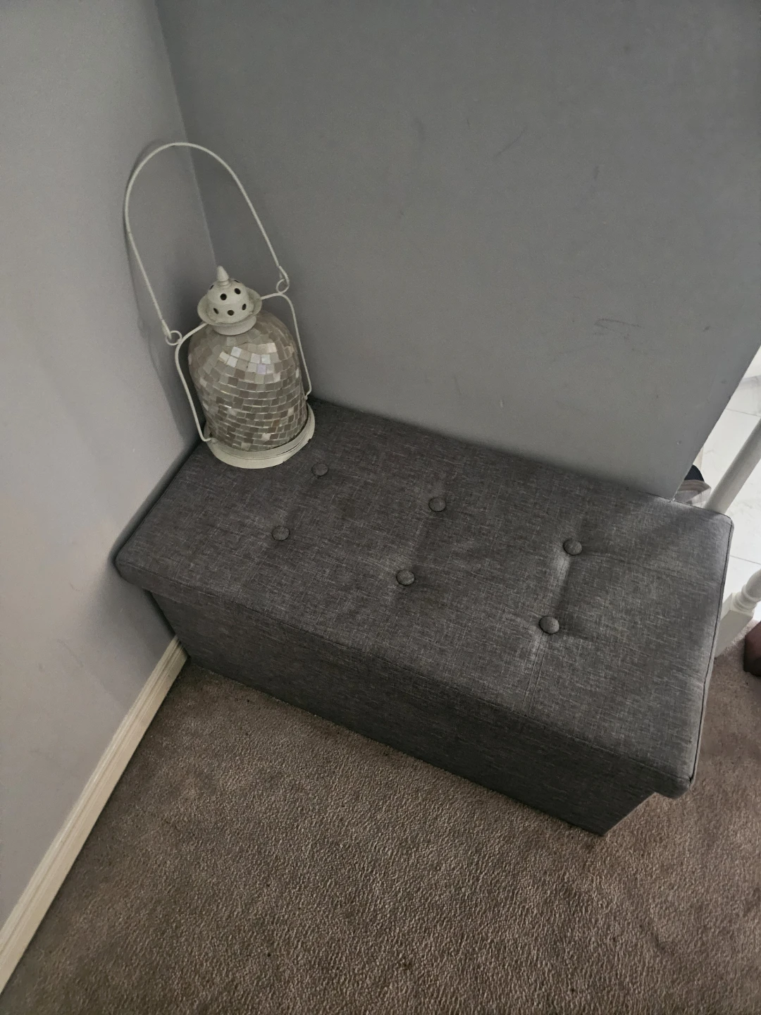 Grey Storage Ottoman Bench