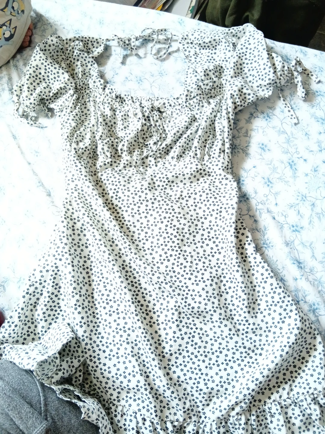 White and Black Floral Mini Dress