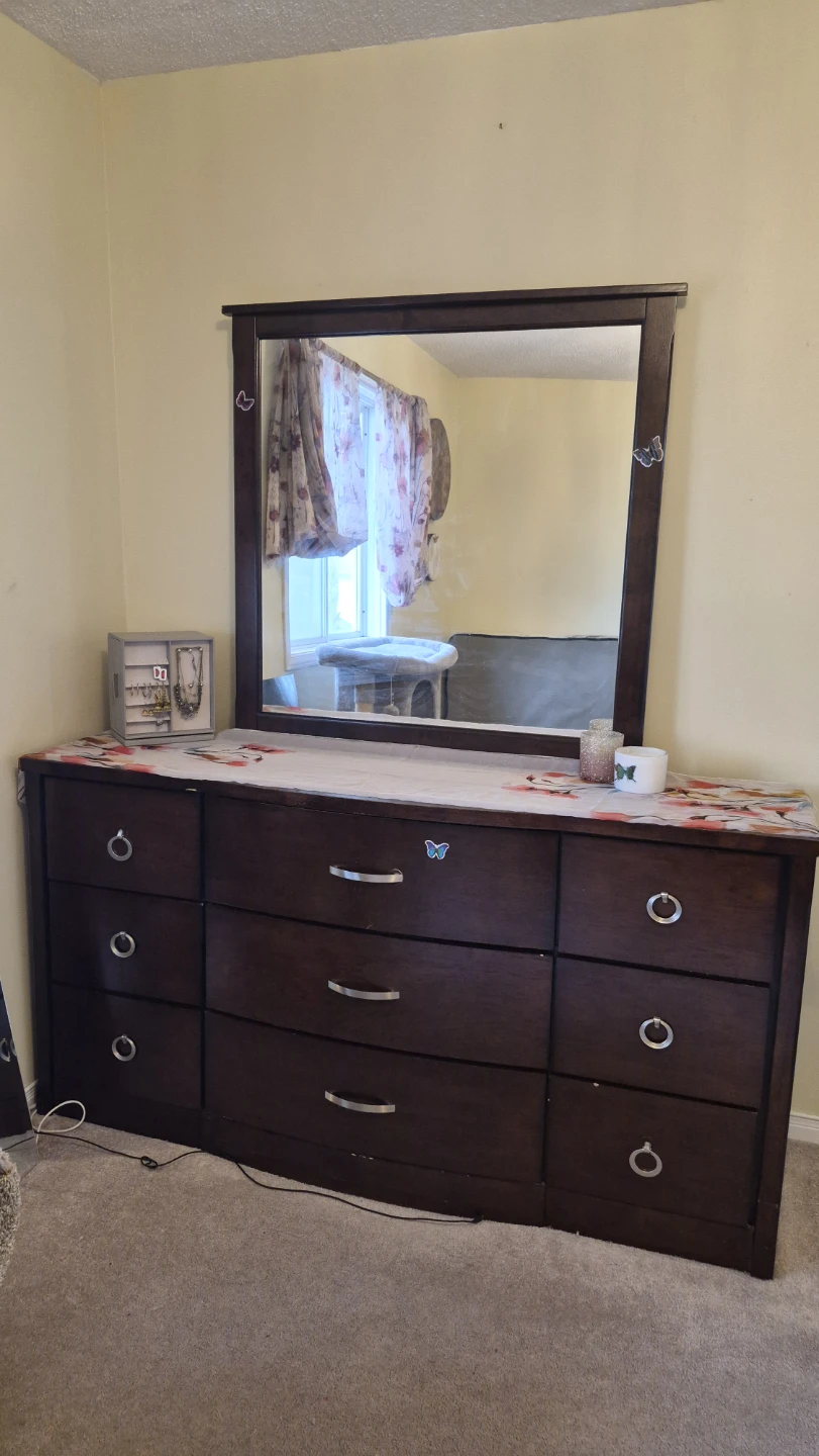 Dark Brown Dresser and 2 Nightstands Set