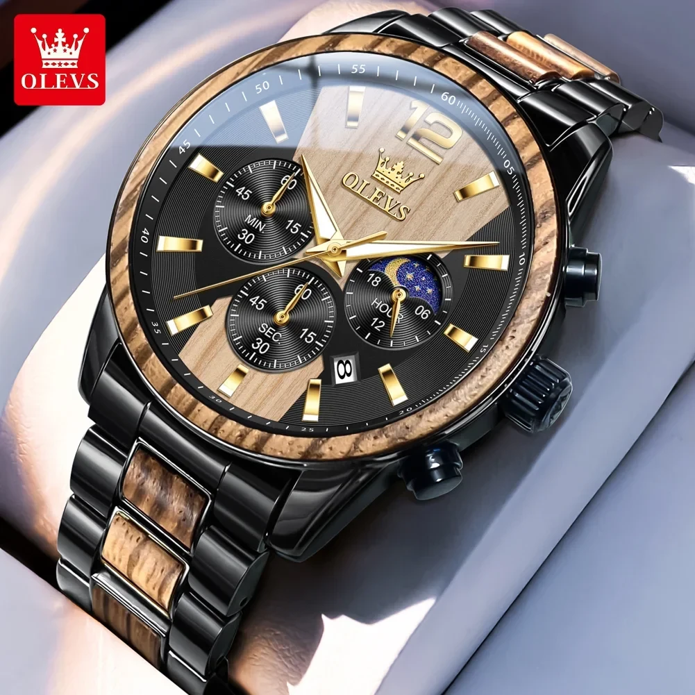 OLEVS Men's Wood Grain Chronograph Watch - photo 2