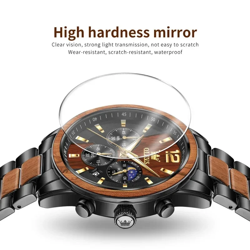 OLEVS Men's Wood Grain Chronograph Watch - photo 4