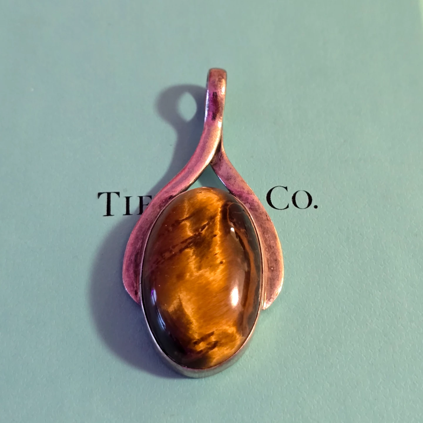 Vintage 925 Silver Tiger Eye stone pendant sale