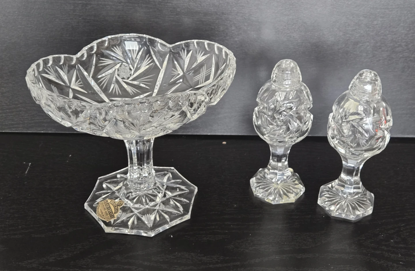 Vintage Bohemian Czech Crystal, 3 Piece Set