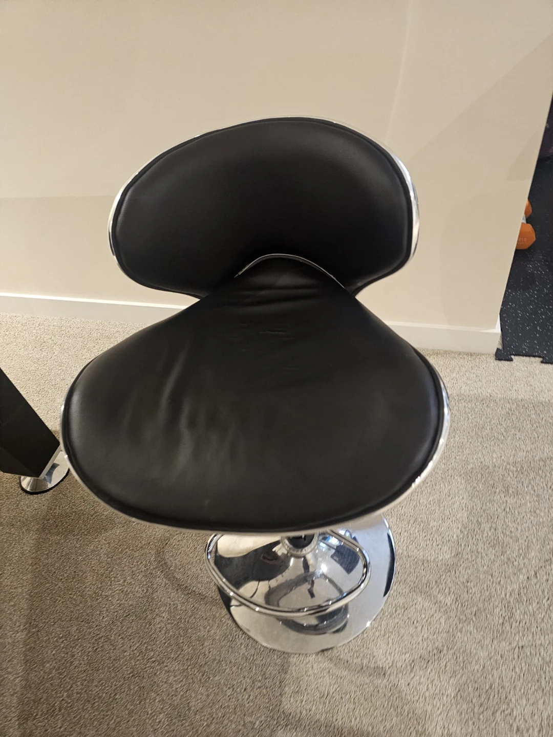 2 Black Faux Leather Adjustable Bar Stool