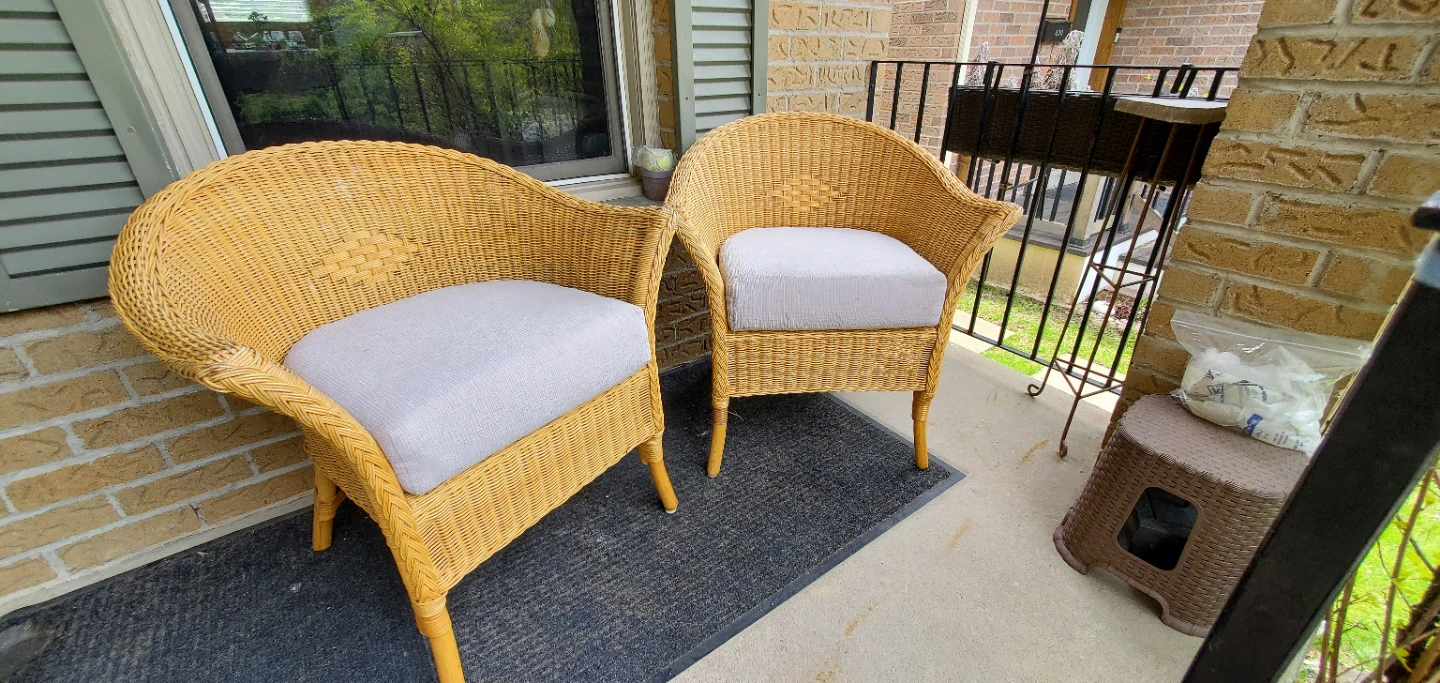 Wicker Accent Chairs with Cushions (Set of 2)