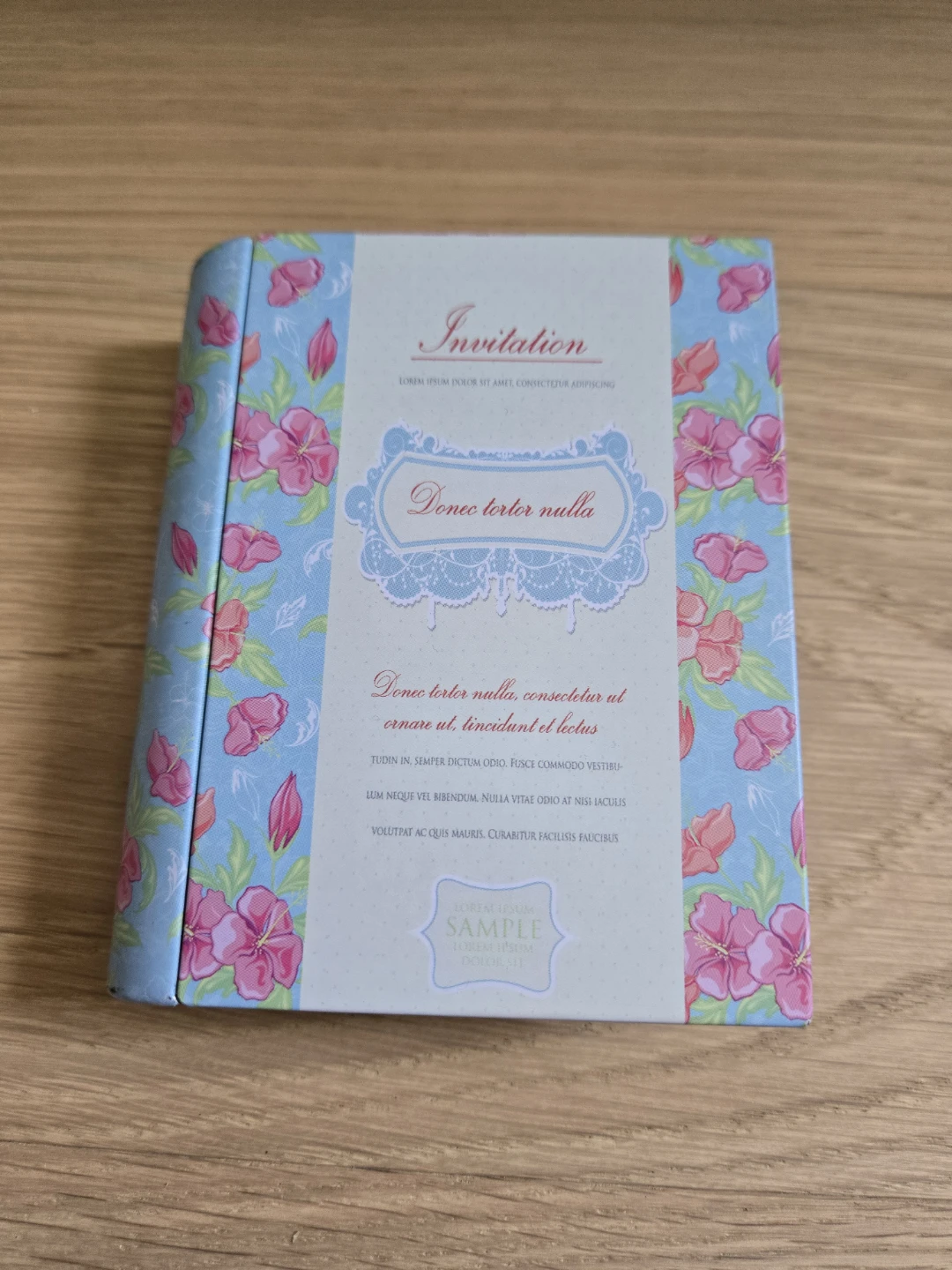Mini Book Type Tin Storage Box Blue Floral