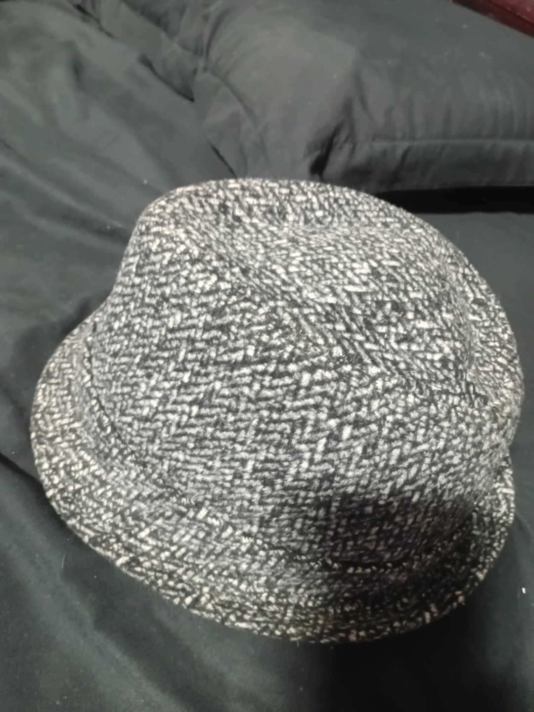 Black & Brown Herringbone Pattern Fedora Hat