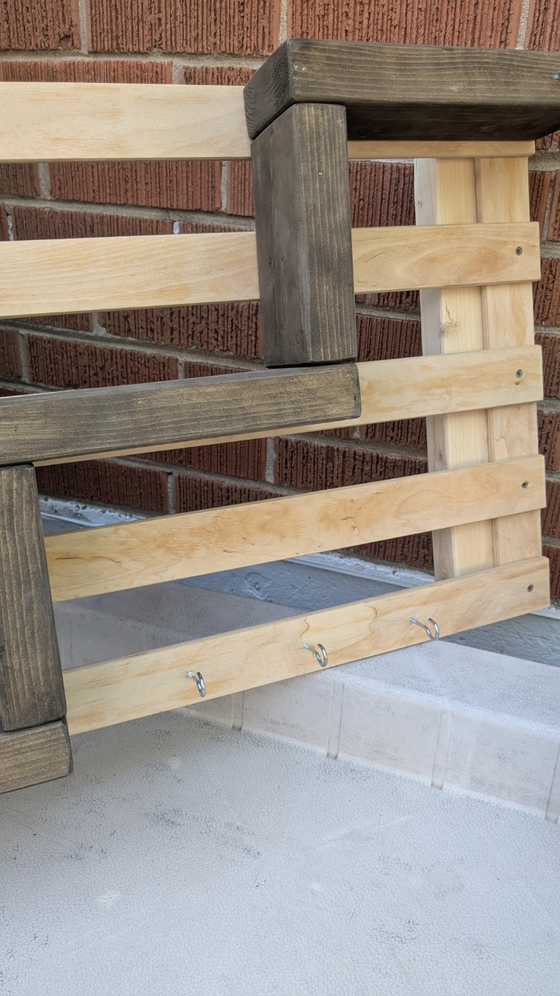 Wooden Wall Shelf with Key Hooks - photo 2
