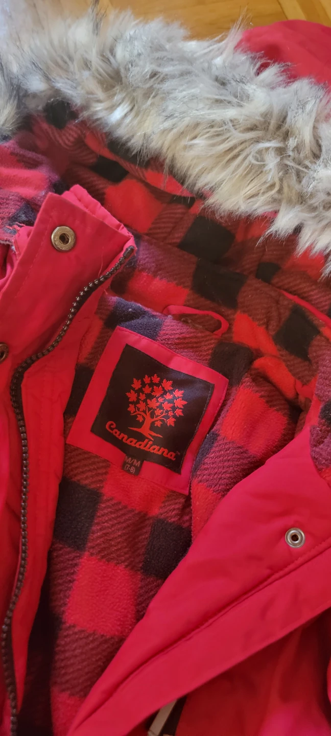 Canadiana Kids Red Plaid Lined Parka Jacket M/M (7-8) - photo 2