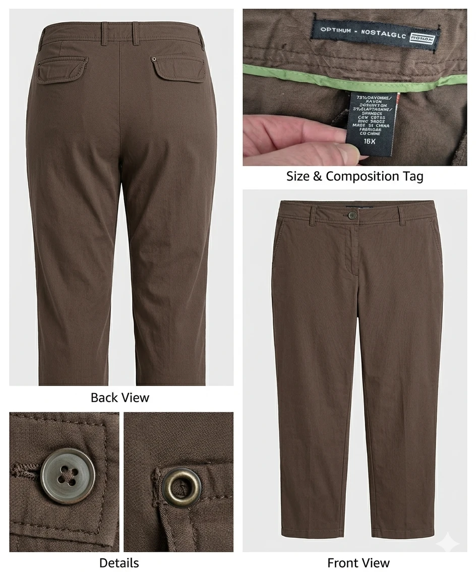 Optimum Nostalgic Woman Brown Pants Size 16X - photo 2