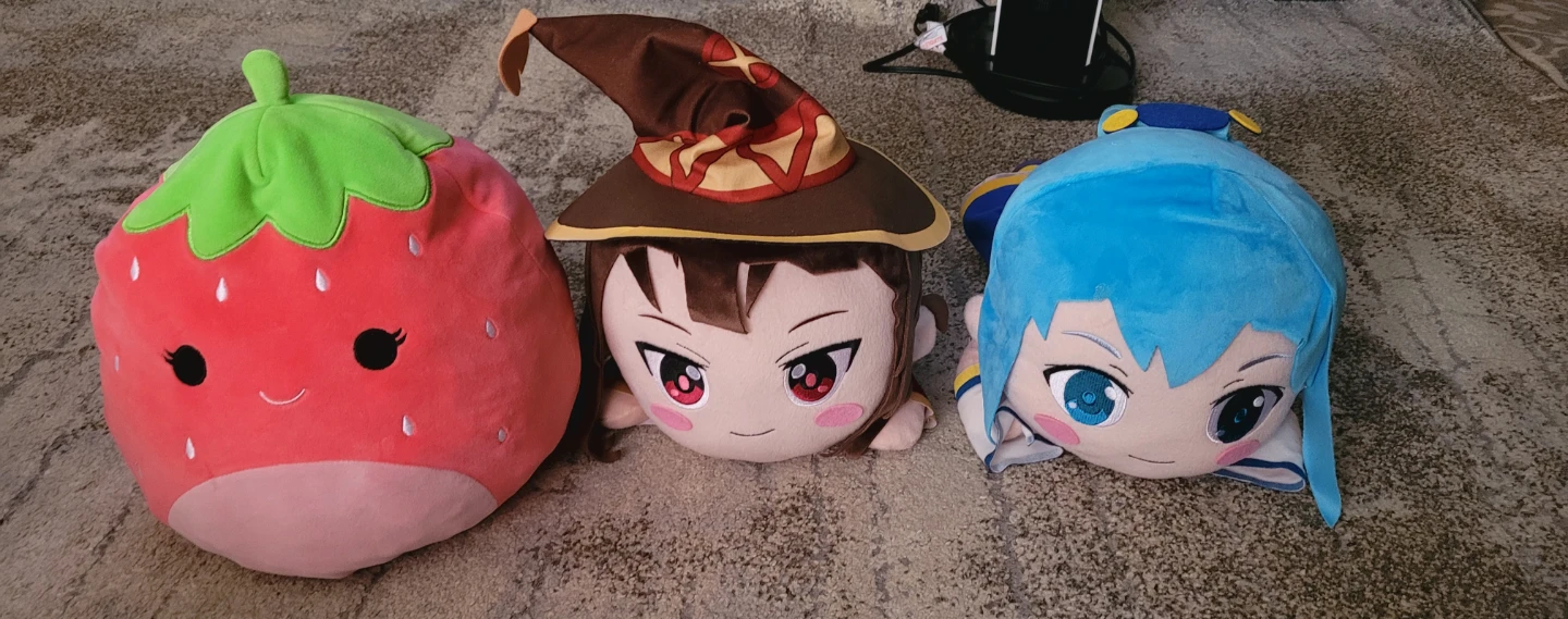 Anime Plush Set - Megumin, Aqua, Strawberry