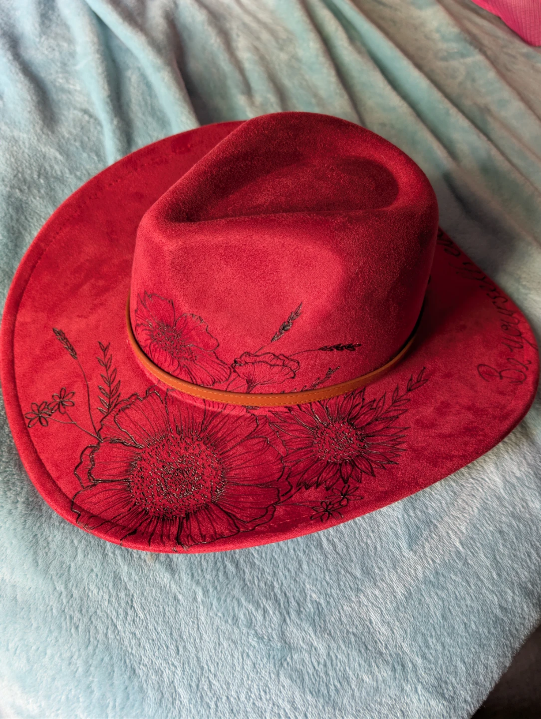 Red Cowboy Hat with engraved design