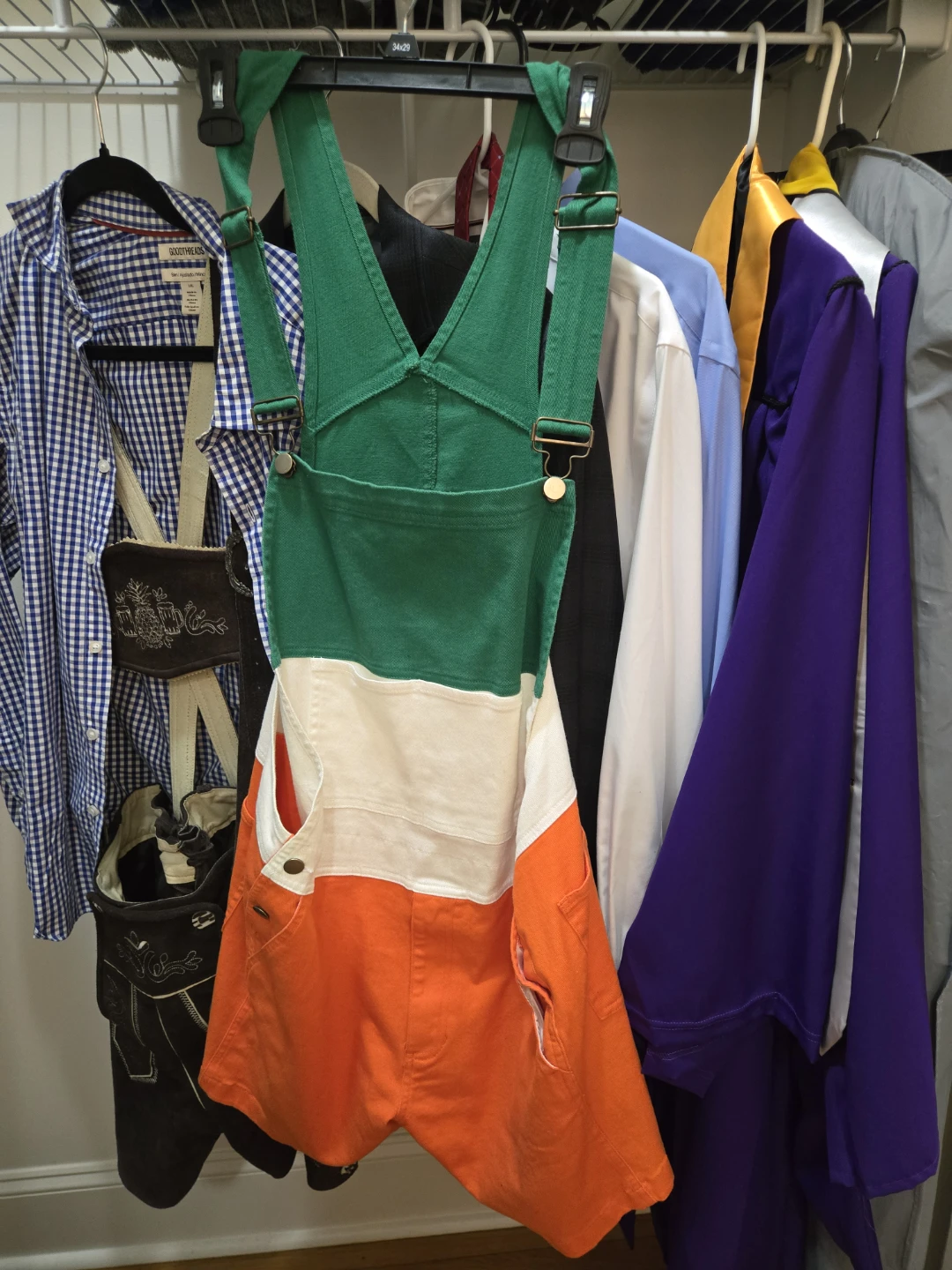 Ireland st paddys day Green, White, and Orange Striped Overalls